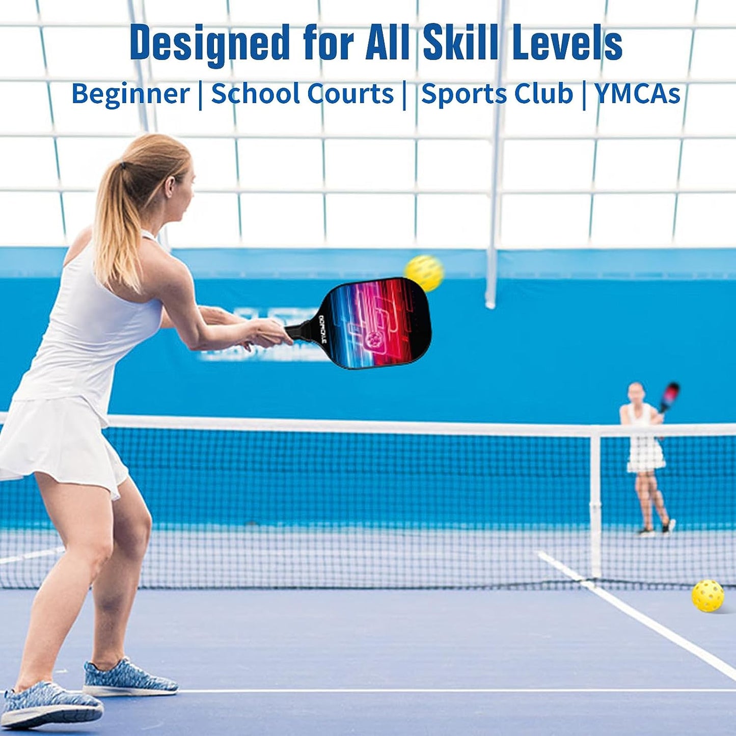 GoPickle Fiberglass Pickleball Paddles, Pickleball Set of 2 Fiberglass Paddles, 4 Pickleball Balls, 8 Lead Tape, Backpack