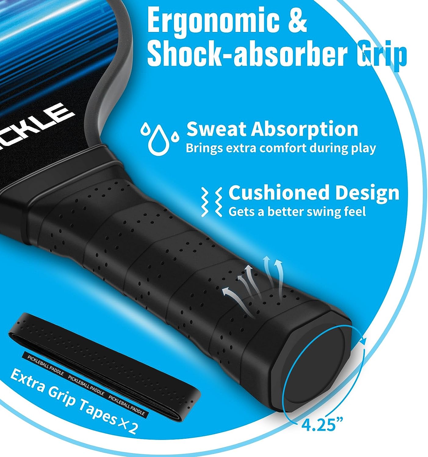 GoPickle Fiberglass Pickleball Paddles, Pickleball Set of 2 Fiberglass Paddles, 4 Pickleball Balls, 8 Lead Tape, Backpack